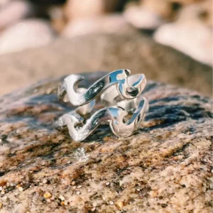 Bague double vagues en argent